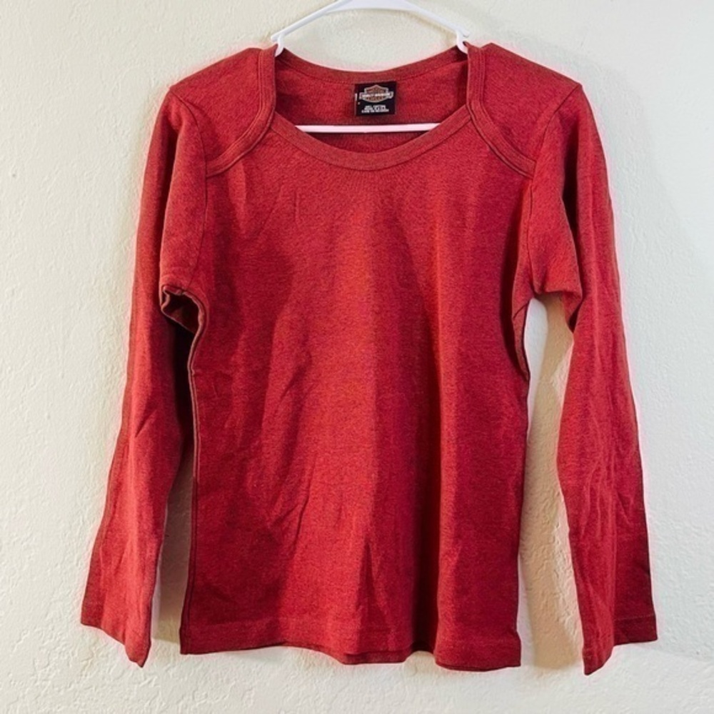 Harley-Davidson 100% Cotton Long Sleeve Top Women Size Small Red